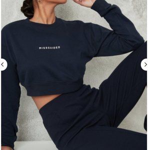 Missguided cropped sweatshirt rib hem